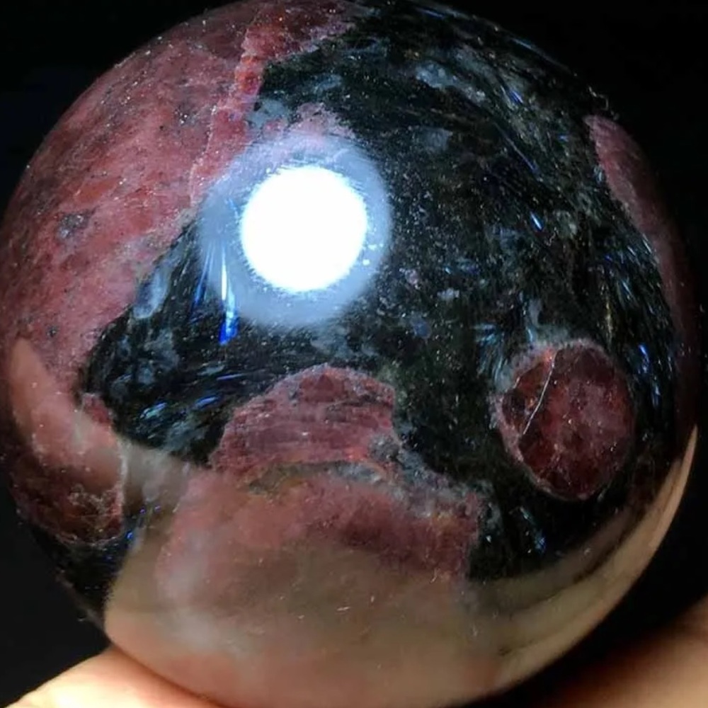 ✨Reiki Charged✨ Garnet and Astrophyllite gemstone sphere